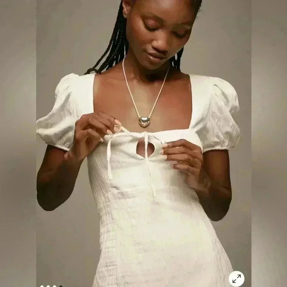 ANTHROPOLOGY  MAEVE PUFF-SLEEVE SQUARE-NECK MINI DRESS size L - Picture 4 of 4